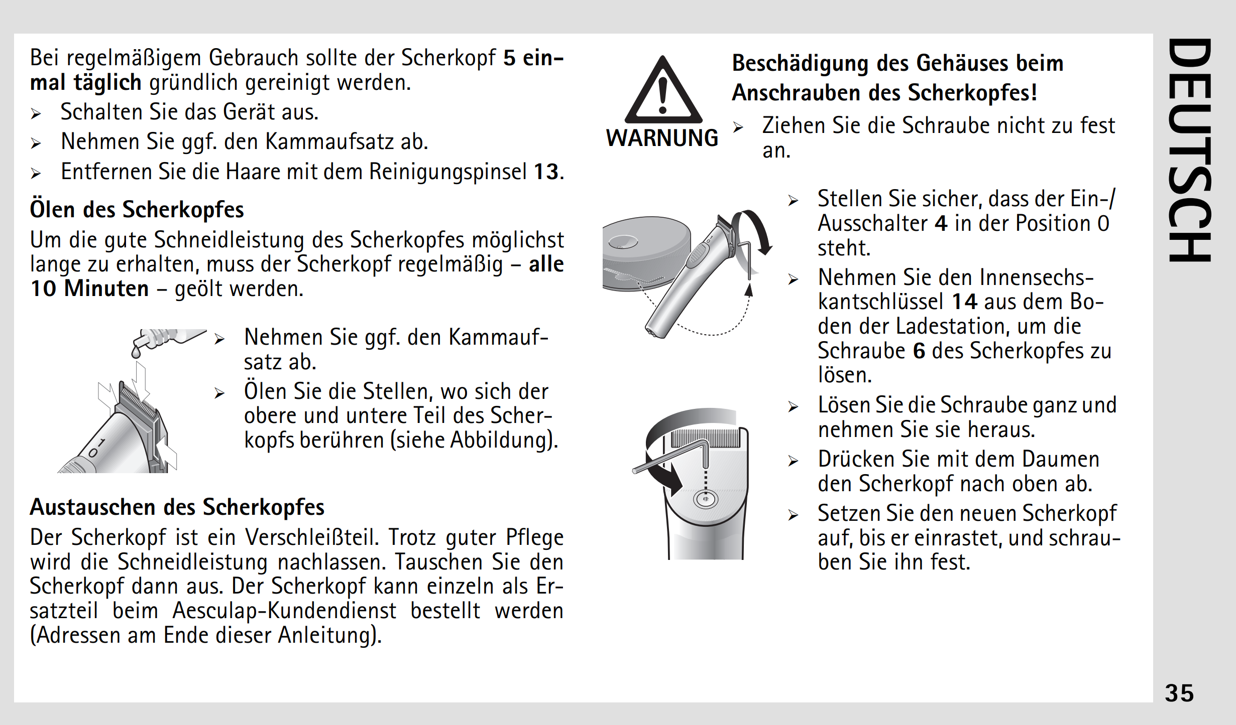 Schritt-f�r-Schritt Anleitung zur Reinigung des Aesculap GT608 Scherkopfes