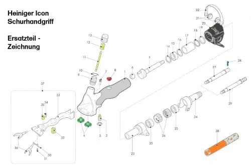 Heiniger Ersatzteile fr Heiniger ICON Schurhandgriff - siehe Beschreibung, Auswahl