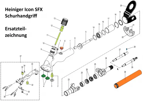 Heiniger Ersatzteile fr Heiniger ICON SFX Schurhandgriff - siehe Beschreibung, Auswahl