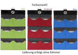 Hochwertige Filz-Kammtasche (Comb Pouch) / Unterkammtasche zur Aufbewahrung von 6-12 Schafscherkämmen mit Farbauswahl